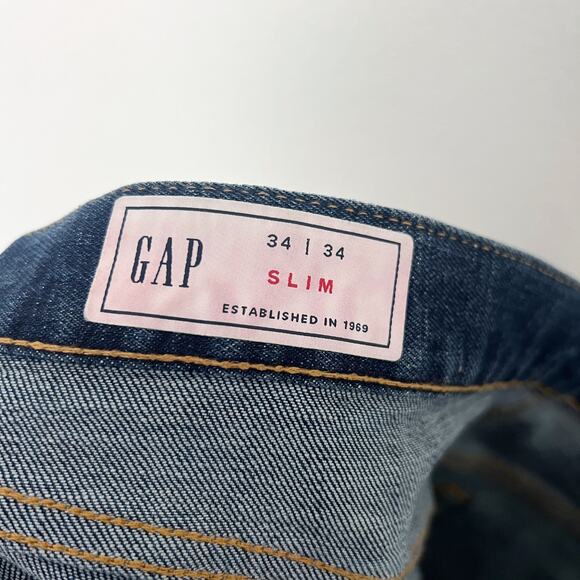 [Gap] Slim Leg GapFlex Stretch Denim Resin Dark Blue Wash Jeans Size 34x34 Men's - Picture 10 of 11